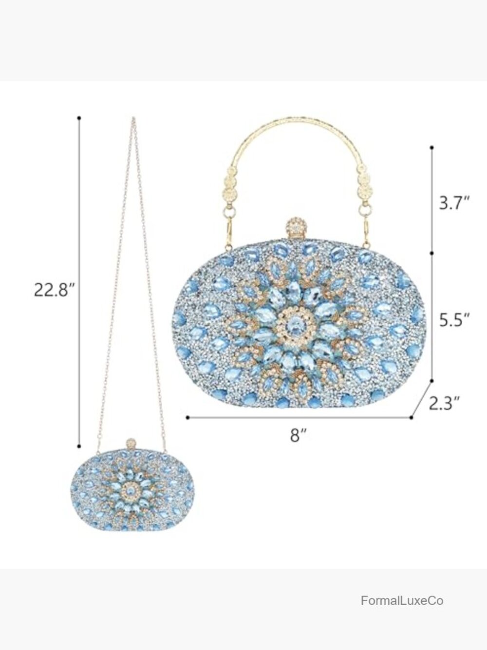 Rhinestone Clutch Evening Bag Crystal Gemstone Round Pearl Clasp Handbag for - Picture 4 of 7